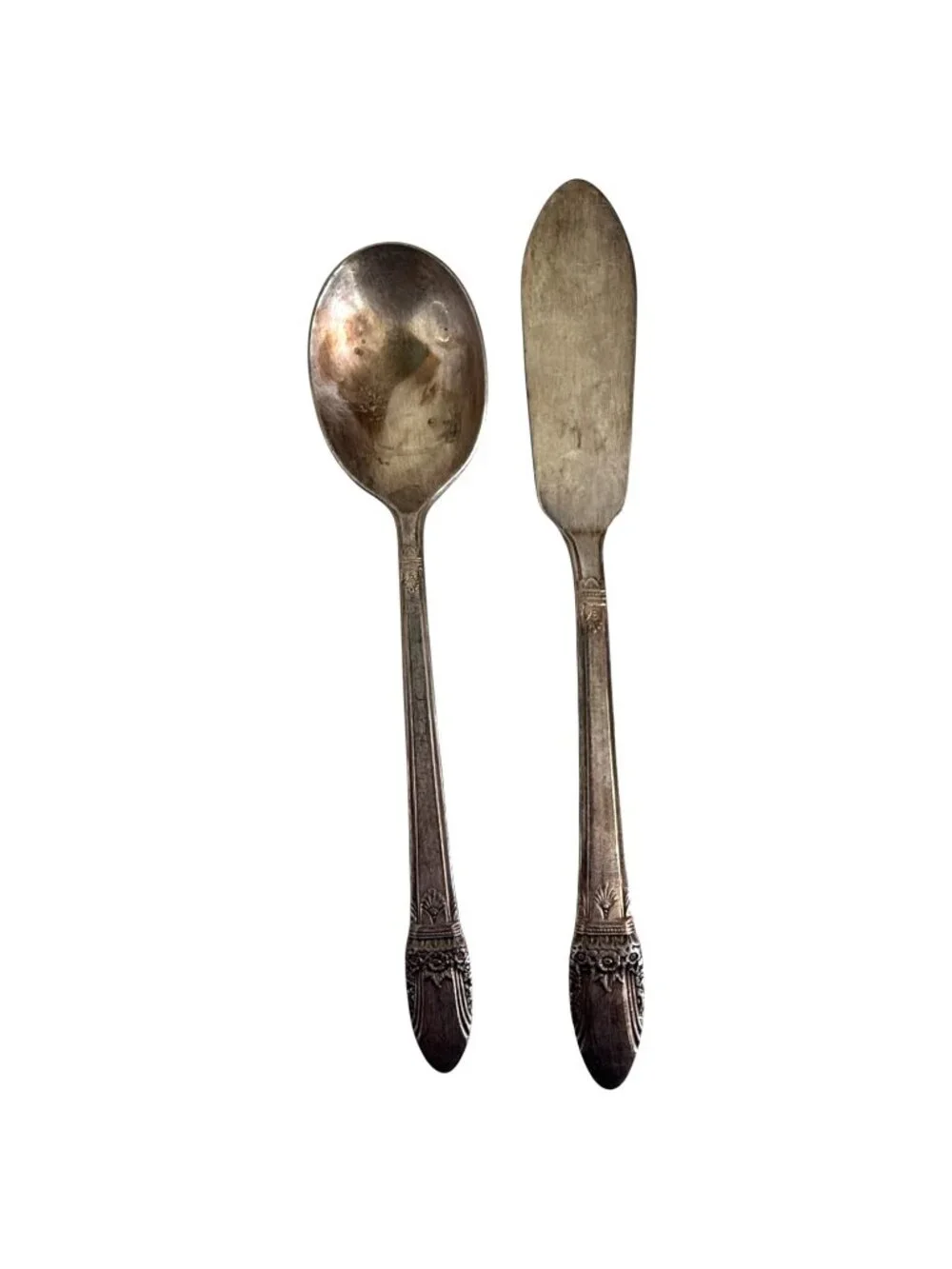 VTG 1847 Rogers Bros First Love Silverplate Flatware 52 PC Set Floral Art Deco